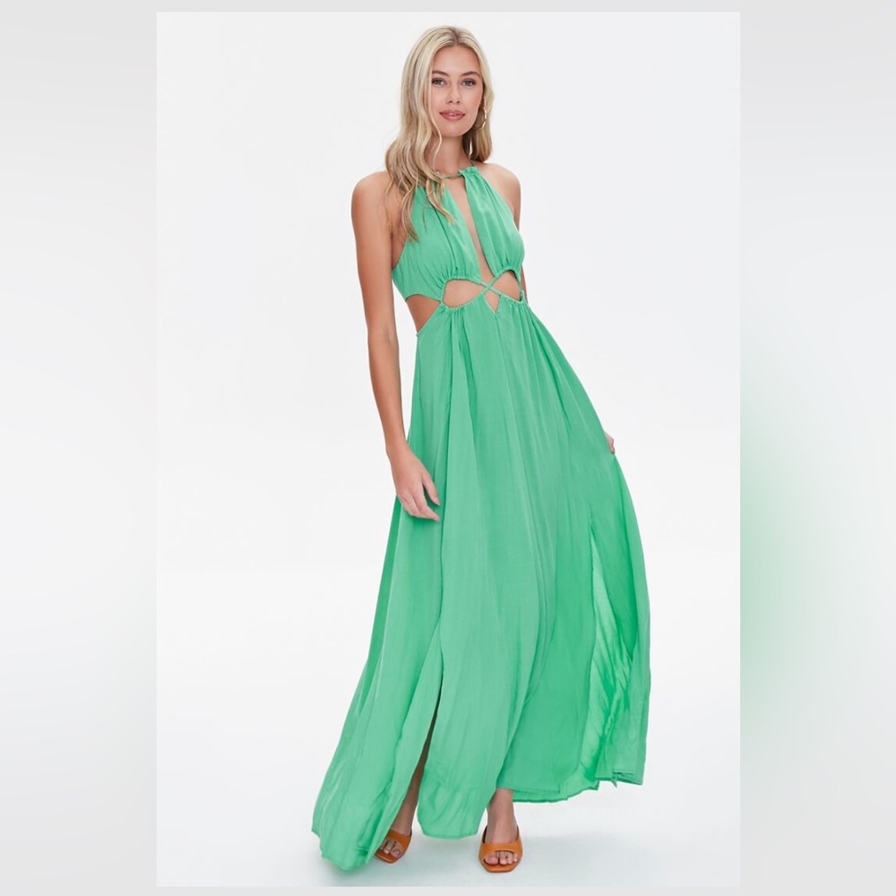 Green cutout maxi dress